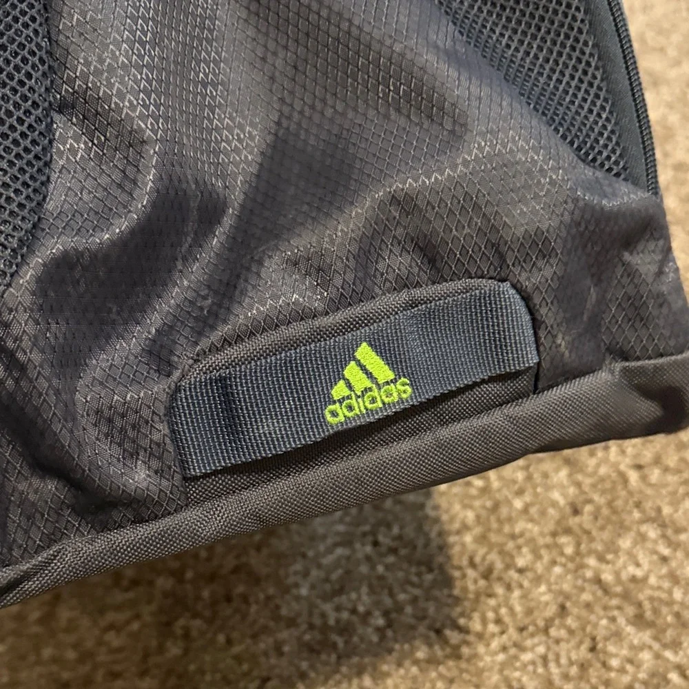 adidas Black Duffel with Coral Straps and Neon Yellow Accents